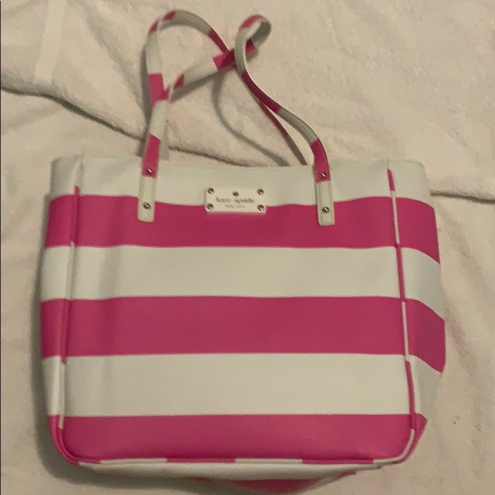 Kate Spade New York Pink and White Striped Bag